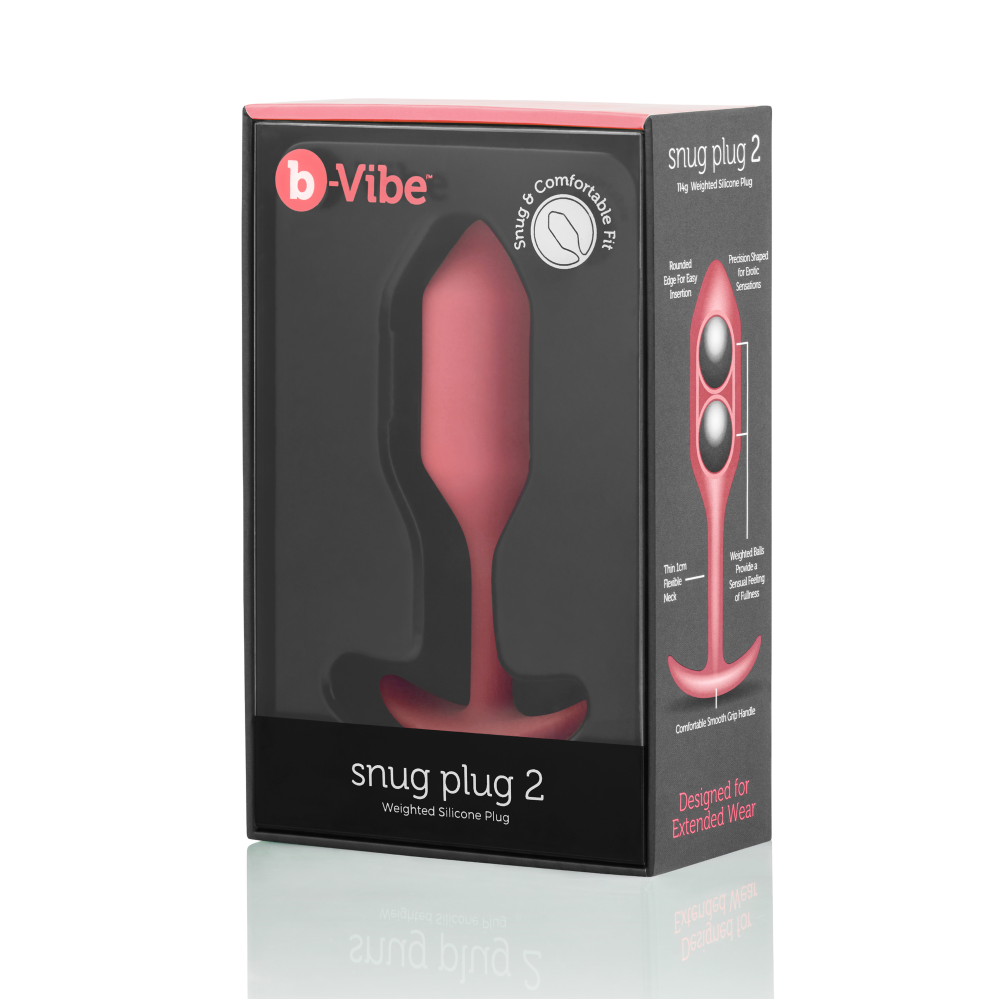 Бесшовная силиконовая анальная пробка с утяжелением B-Vibe - Snug Plug 2 коралловая