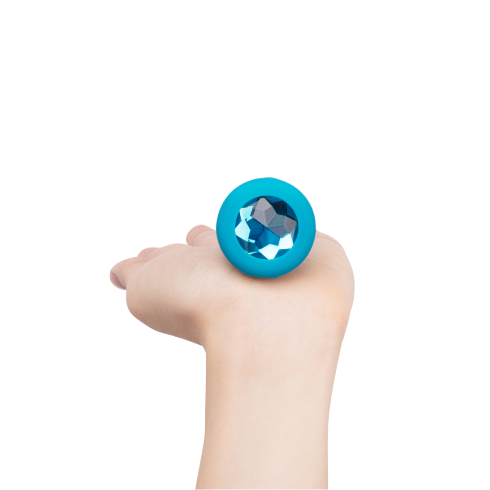 Анальная пробка с вибрацией и камнем B-Vibe - Vibrating Jewel Plug S/M, синяя