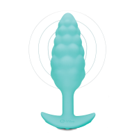 Анальная пробка с вибрацией B-Vibe Texture Bump, рельефная,голубая