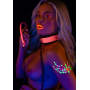 Ошейник с поводком светящийся в темноте Taboom Glow In the Dark Collar and Chain Leash, розовый