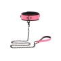 Ошейник с поводком светящийся в темноте Taboom Glow In the Dark Collar and Chain Leash, розовый