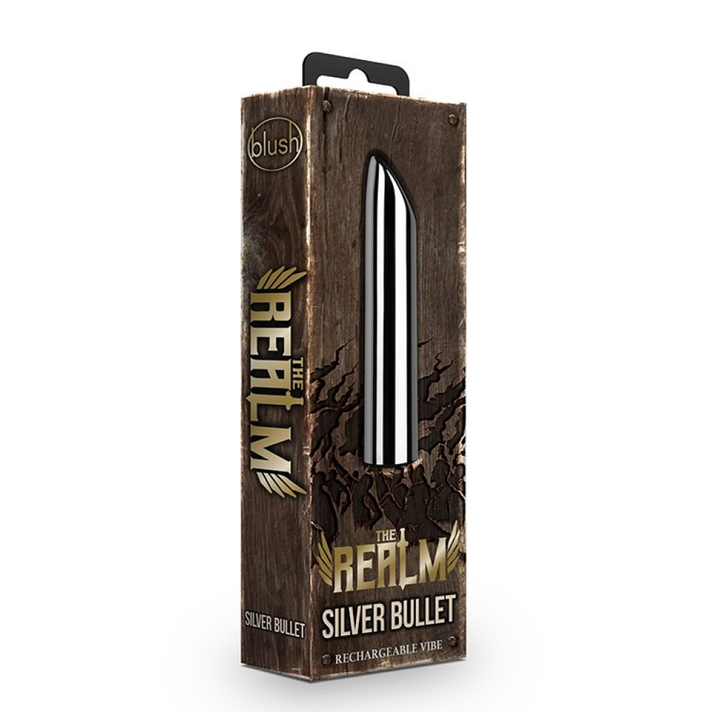 Вибропуля The Realm Rechargeable Bullet, серебрянная, 10 х 2 см