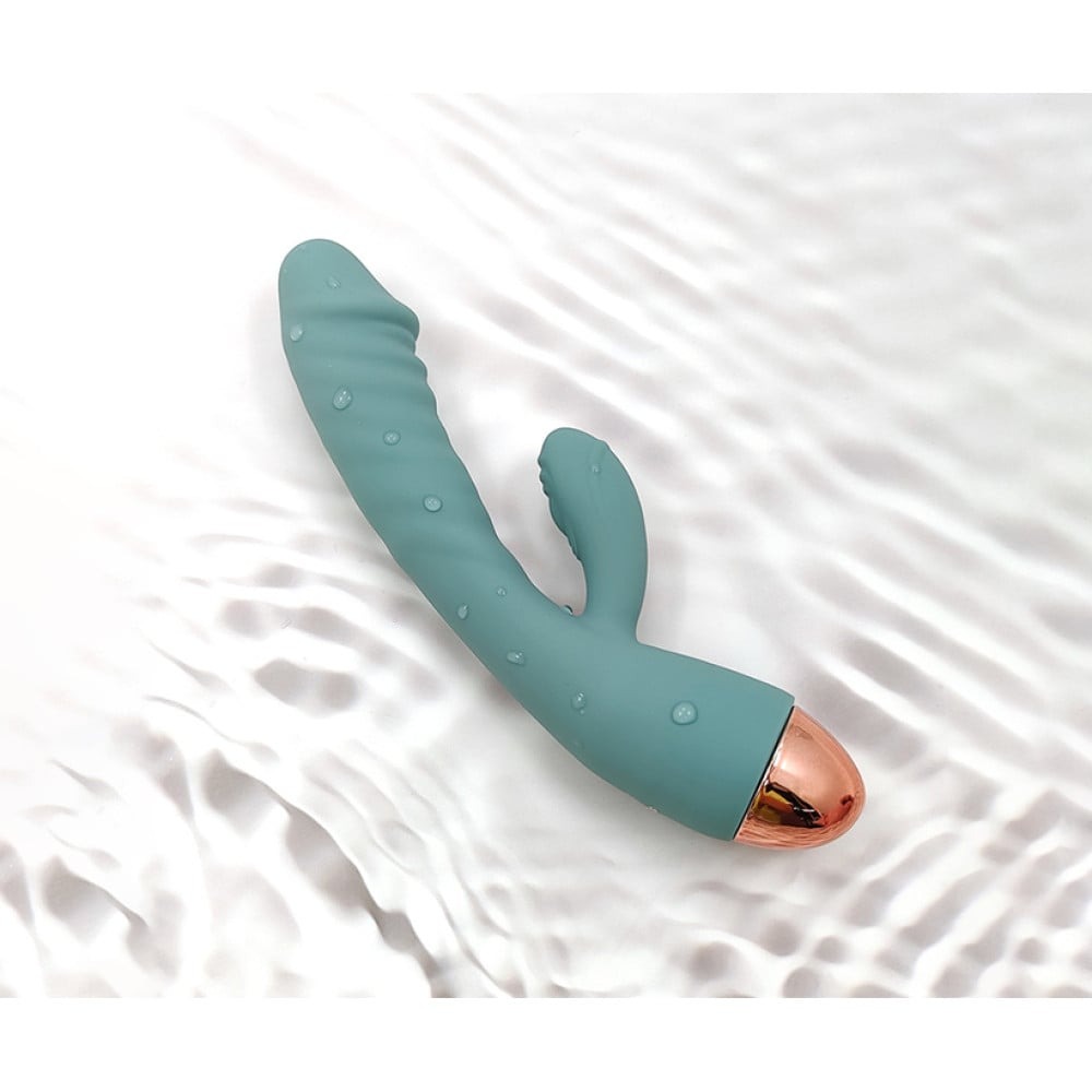 Вибратор рельефный с клиторальным отростком Sweet Em Velvet Lure. бирюзовый, 20.5 х 4 см
