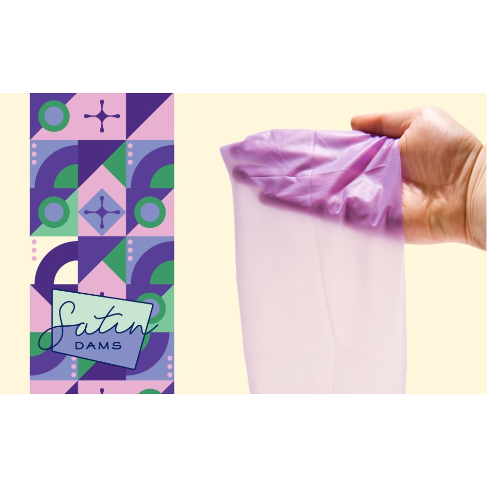 Салфетка латексная для орального секса One Grape Satin Latex Dams со вкусом винограда, 1 шт.