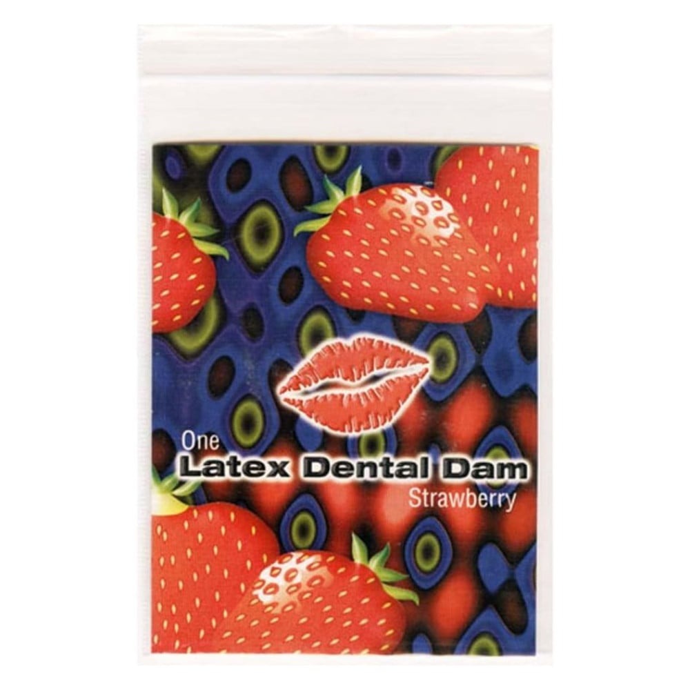 Салфетка латексная для орального секса Strawberry Latex Dental Dams со вкусом клубники, 1 шт.