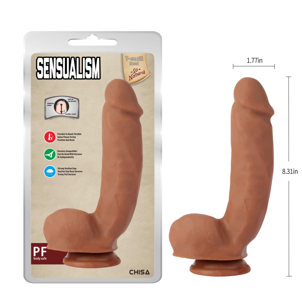 Фаллоимитатор реалистичный с присоской Chisa T-Skin ReaL Sensualism, коричневый