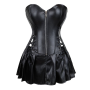 Корсет с юбкой Star Night Sexy Leather и трусиками в комплекте, черный, М
