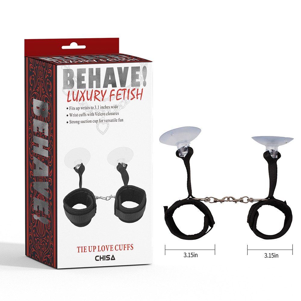 Фиксаторы для рук Chisa Behave! Tie Up Love Cuffs на присоске, черные