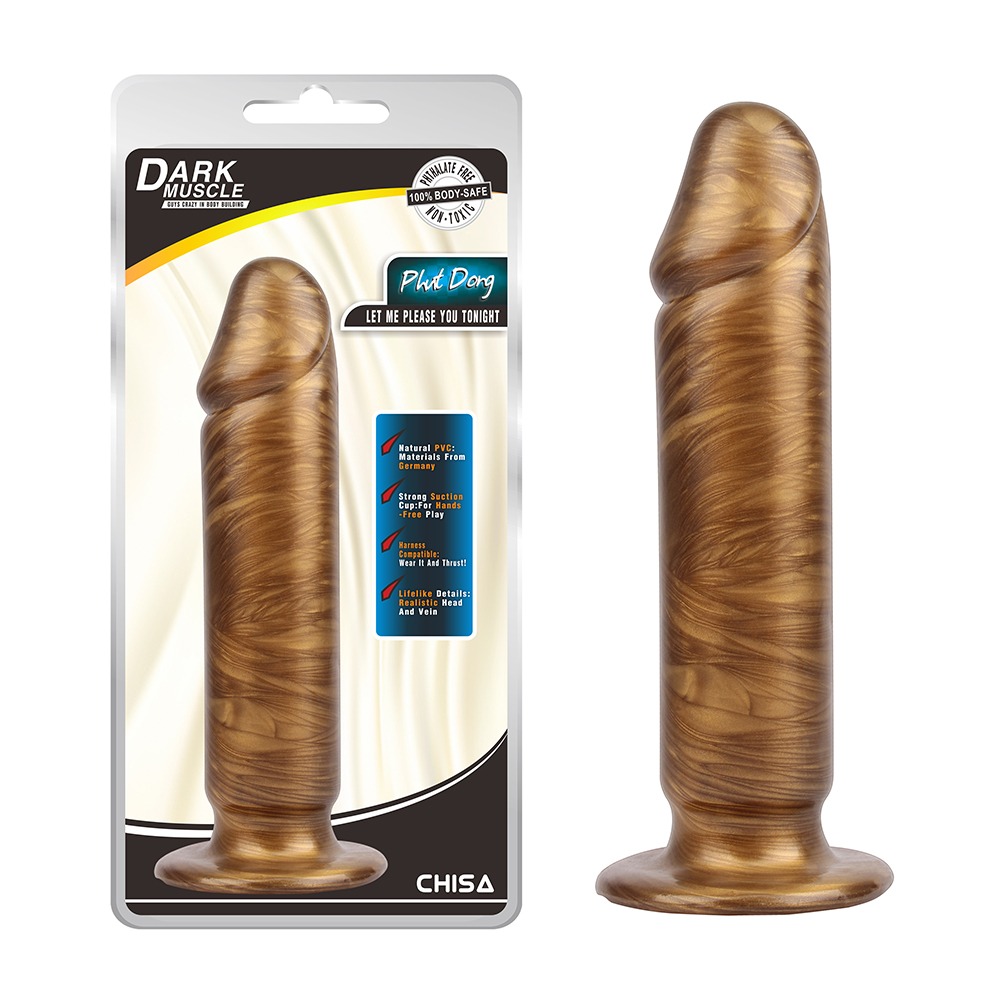 Фаллоимитатор реалистичный гигантский Chisa Dark Muscle на присоске, золотой