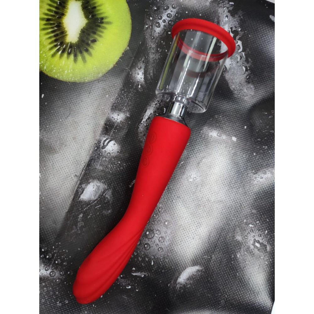 Двойной вибратор с 2 вакуумными насадками Dream Toys RED REVOLUTION GEORGIA