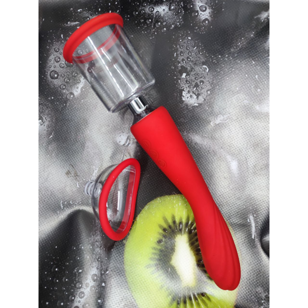 Двойной вибратор с 2 вакуумными насадками Dream Toys RED REVOLUTION GEORGIA