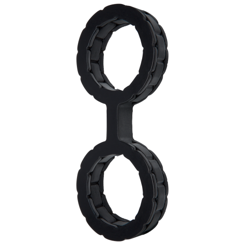 Наручники из силикона Doc Johnson The Cuffs Large - Black, хорошо тянутся, для рук и для ног