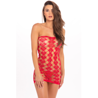 Платье в крупную сетку QUEEN OF HEARTS TUBE DRESS RED, OS