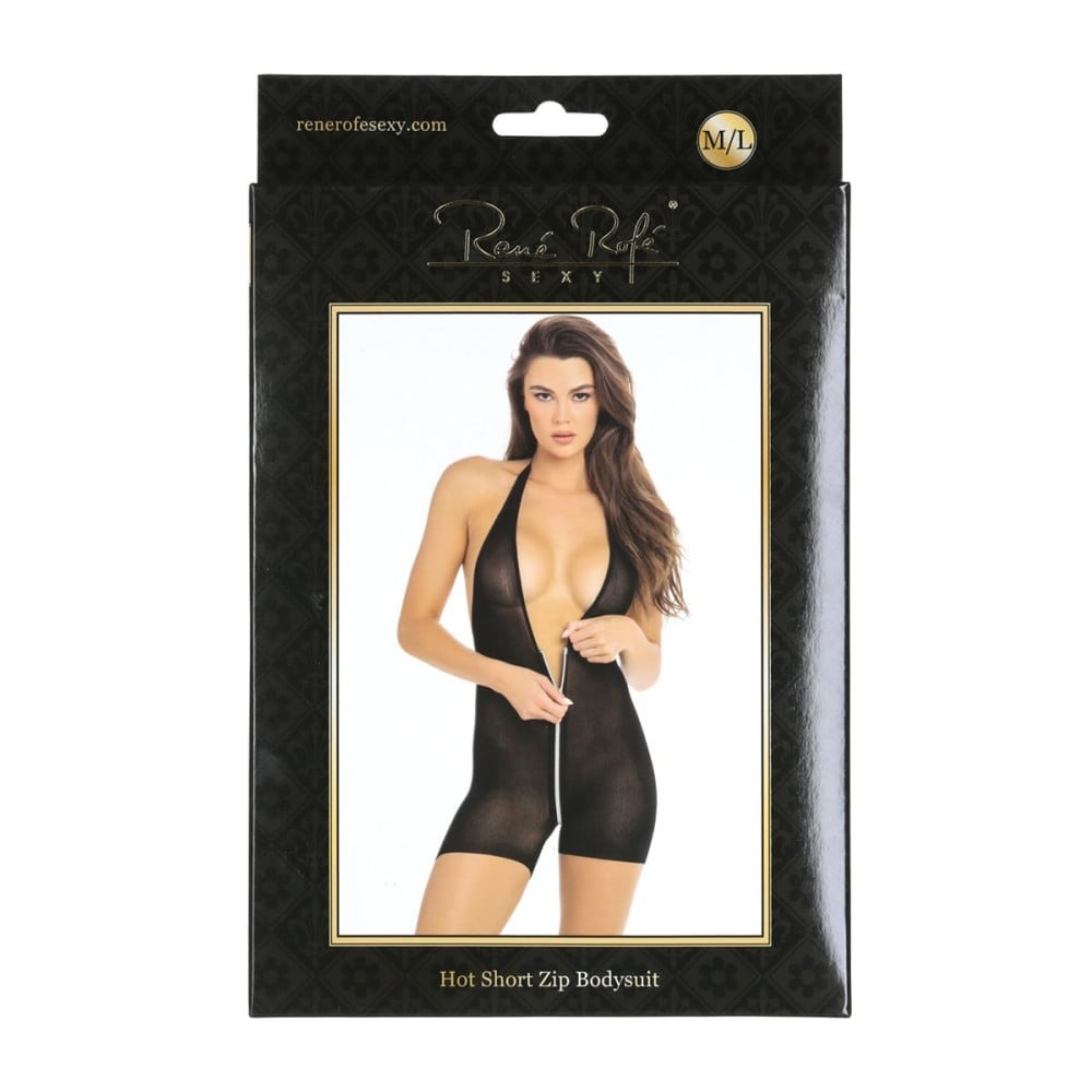 Боди на молнии Rene Rofe Hot Short Zip Bodysuit, черный, S/М