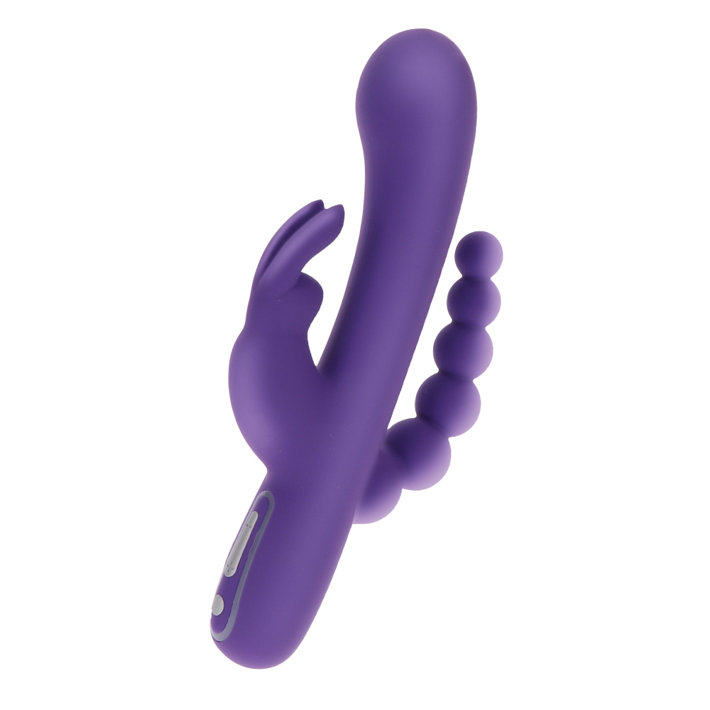 Вибратор-кролик с анальной елочкой Toy Joy фиолетовый, 21.5 х 4 см