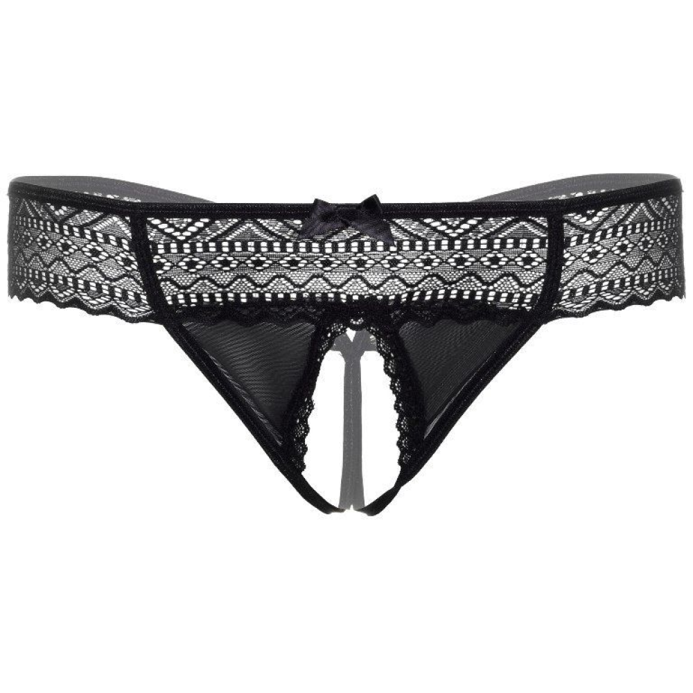 Трусики с интимным вырезом S/M Roxanne Daring Intimates, черные