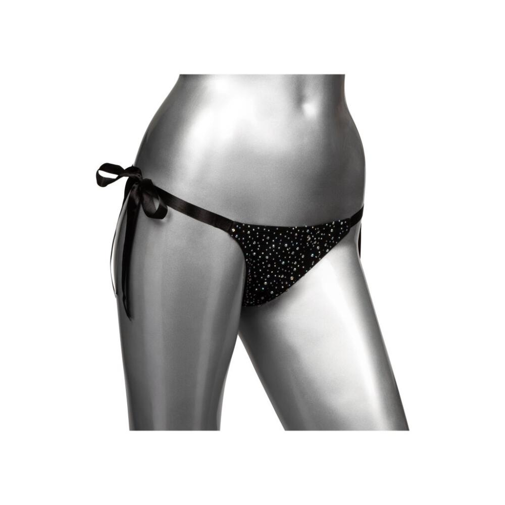 Трусики со стразами на завязках CalExotics Radiance Side-Tie Panties, черные, One size