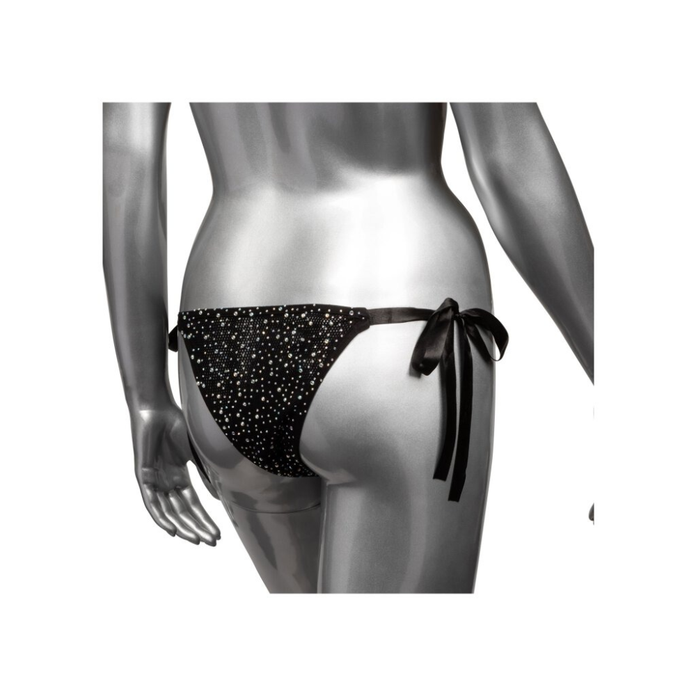 Трусики со стразами на завязках CalExotics Radiance Side-Tie Panties, черные, One size