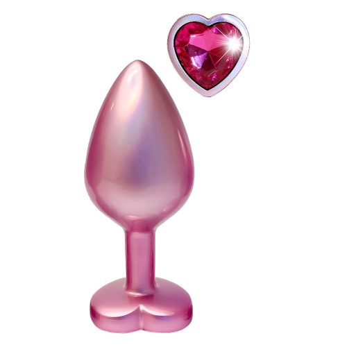 Анальная пробка розовая Dream Toys Gleaming Love с декоративным камнем, М