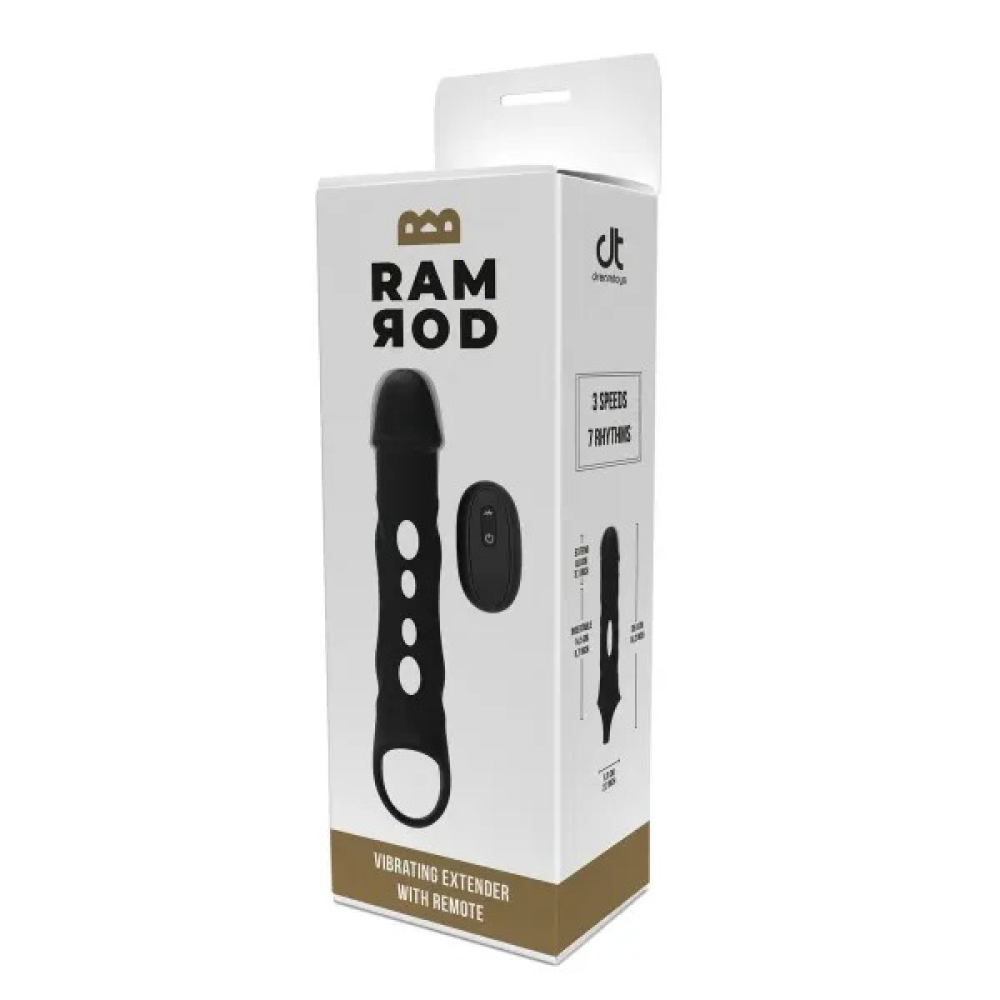 Насадка на пенис с вибрацией Dream Toys Ramrod и пультом управления, черная