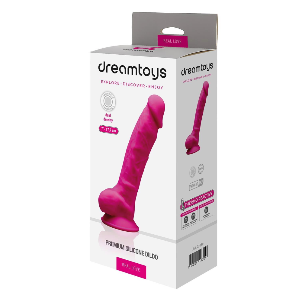 Фаллоимитатор реалистичный Dream Toys Real Love на присоске с яичками, розовый