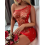 Сексуальное красное платье в крупную сетку Star Night со стразами