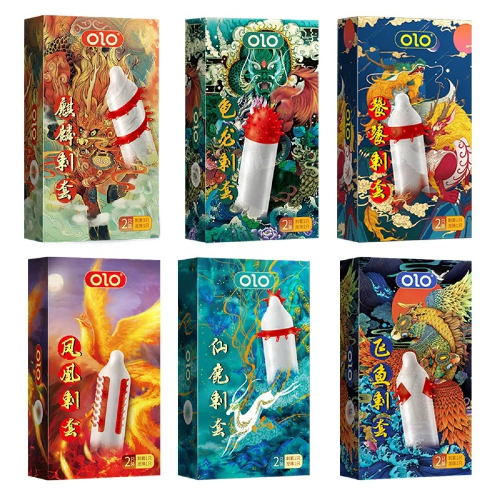 Презервативы с усиками OLO FLYING KOI (в комплекте 1 презерватив + 1 шарик)
