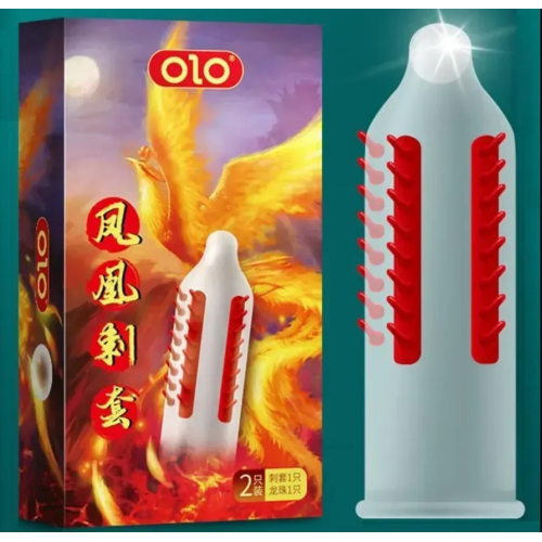 Презерватив OLO с усиками + шарик "Phoenix Spiny condom" (в комплекте 1 презератив + 1 шарик)
