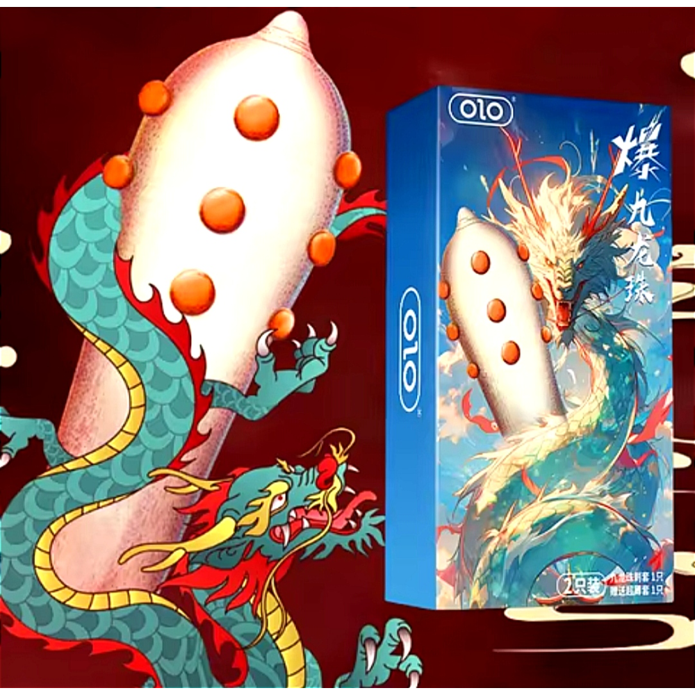 Презервативы OLO Nine Dragon (1 шт. презерватив с шипом и 1 шт. ультра тонкий презерватив)
