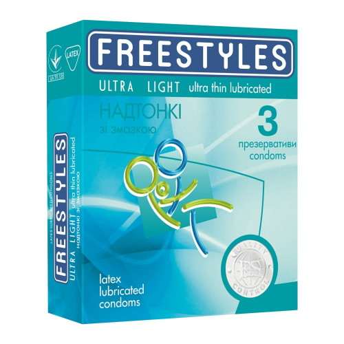Презервативы ультратонкие FREESTYLES Ultra Ligh латексные, 0.04 мм (цена за упаковку, 3 шт.)