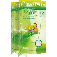 Презервативы с точечным рельефом латексные FREESTYLES со смазкой, 0.06 мм (цена за упаковку, 12 шт.)