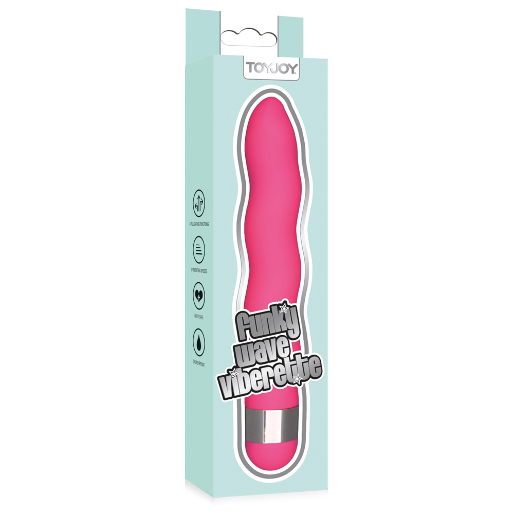 Вибратор многоскоростной волнообразной формы Toy Joy The Funky Wave Viberette розовый
