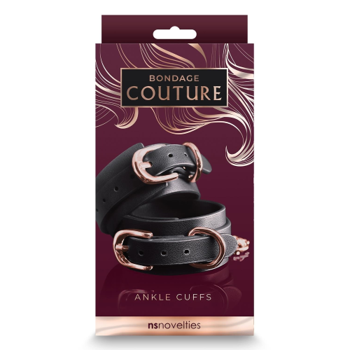 Поножи на лодыжки NS Novelties Bondage Couture черные с золотистой фурнитурой
