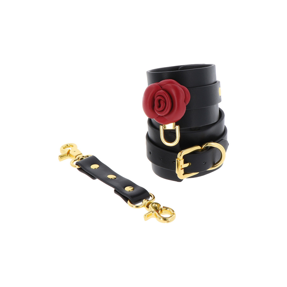 Поножи на щиколотку черные Taboom Wild Roses Ankle Cuffs с декоративными красными розами