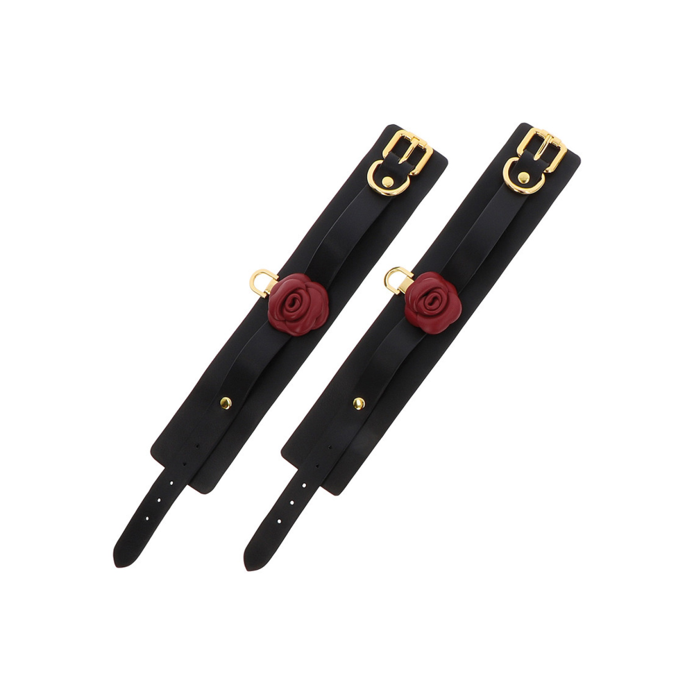 Поножи на щиколотку черные Taboom Wild Roses Ankle Cuffs с декоративными красными розами
