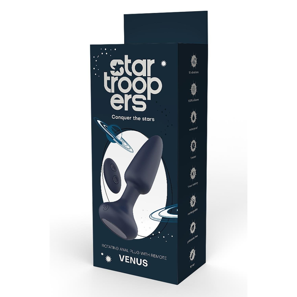 Анальная пробка DreamToys Startroopers Venus с дистанционным пультом управления, черная