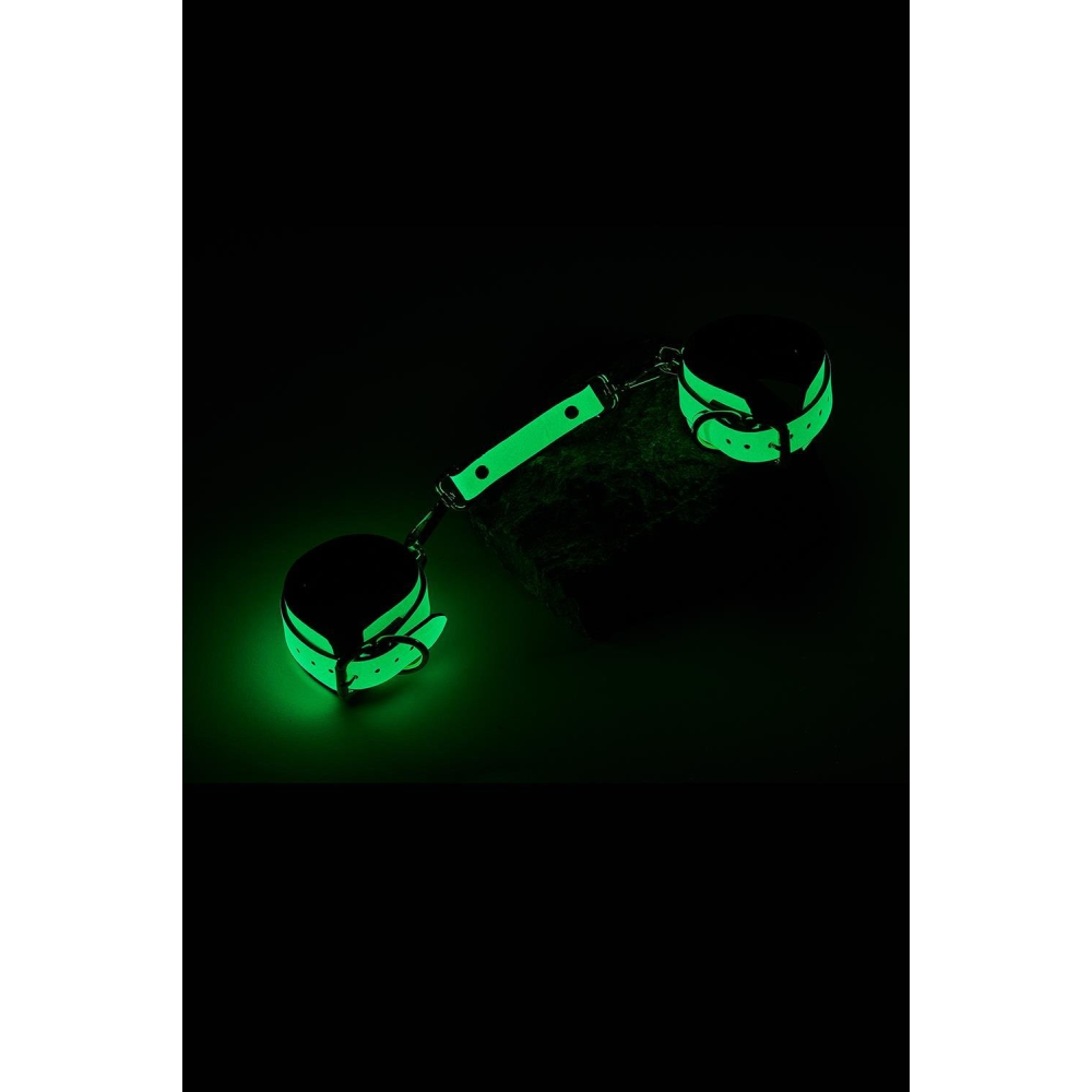 Наручники люминесцентные DreamToys Radiant Glow In The Dark с золотистой фурнитурой, зеленые