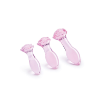 Набор анальных пробок DreamToys Glaze Glass Rosebud стеклянный, розовый, 3 шт.