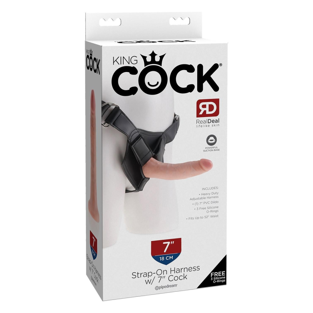 Страпон реалистичный Pipedream King Cock Strap-On с кольцевой крепью, на трусиках, бежевый