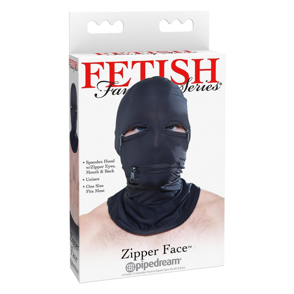 Маска-шлем на всю голову Pipedream Fetish Fantasy Zipper Face с молниями, черная, One Size
