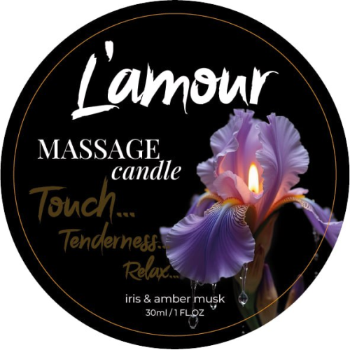 Массажная свеча L'amour Iris and Amber Musk с ароматом ириса и янтарного мускуса, 30 мл