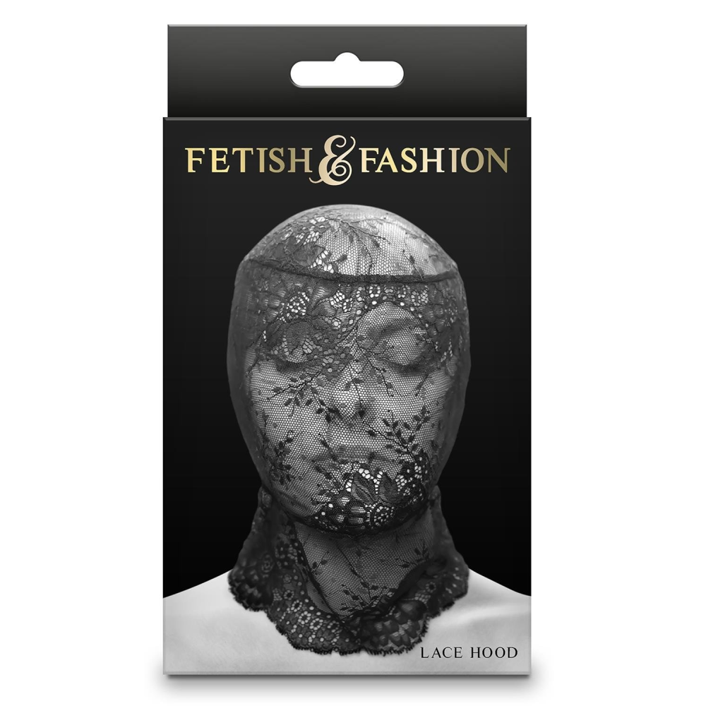 Капюшон-маска на все лицо кружевной NS Novelties Fetish & Fashion Lace Hood чёрный