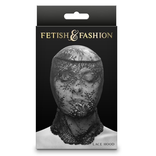 Капюшон-маска на все лицо кружевной NS Novelties Fetish & Fashion Lace Hood чёрный