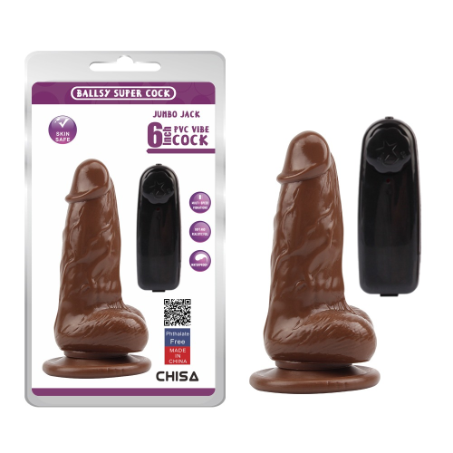 Вибратор реалистичный на присоске Chisa Ballsy Super Cock JUMBO JACK с пультом, коричневый