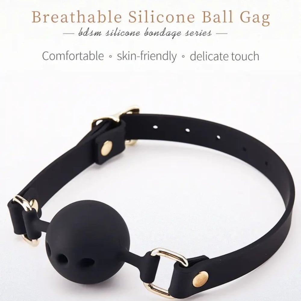 Кляп с шариком Roоmfun Mouth Ball Gag силиконовый, черный