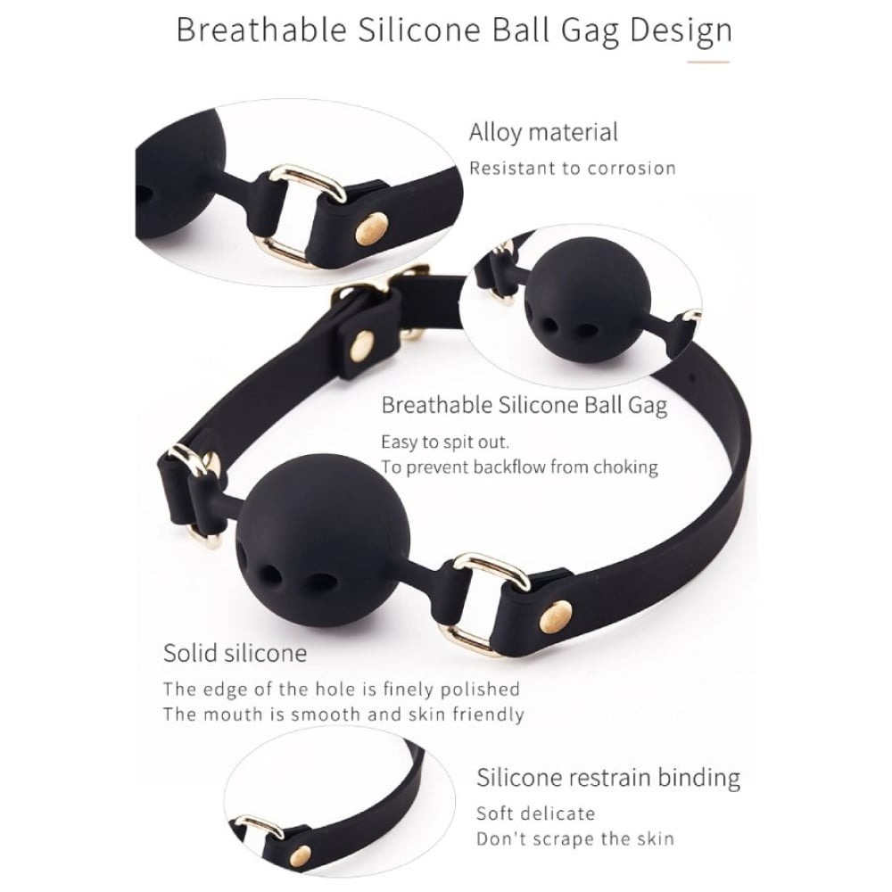 Кляп с шариком Roоmfun Mouth Ball Gag силиконовый, черный