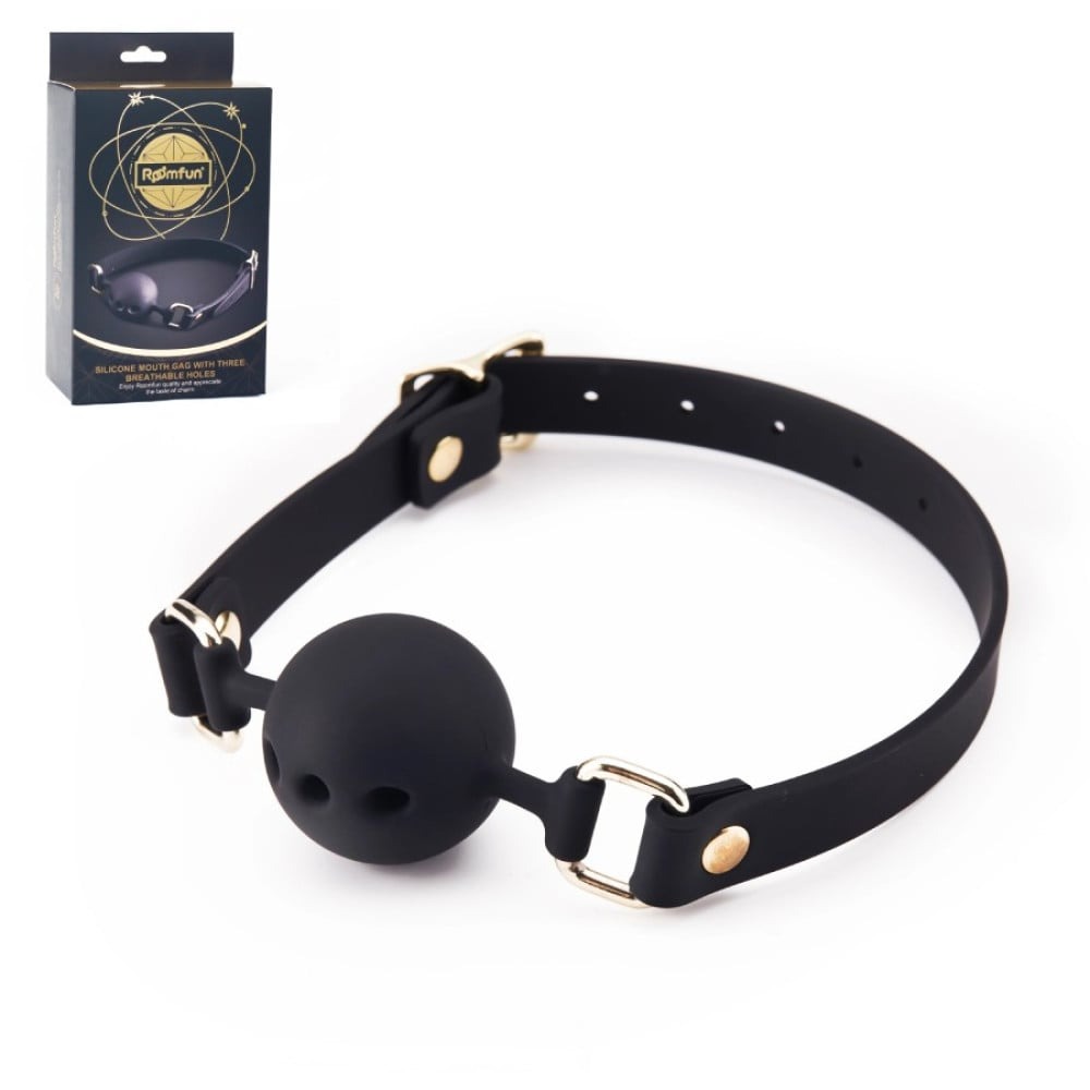Кляп с шариком Roоmfun Mouth Ball Gag силиконовый, черный