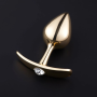 Анальная пробка Roomfun с камешком, золотистая, S