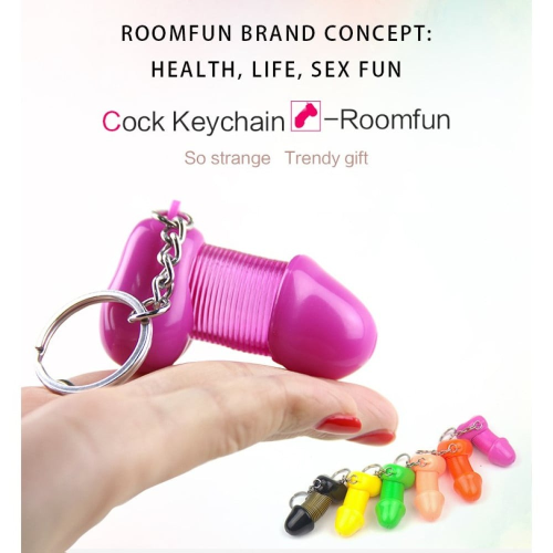 Брелок в форме пениса Roomfan с пружинкой, розовый